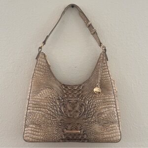 Brahmin Crocodile Embossed Shoulder Bag in Timeless Taupe